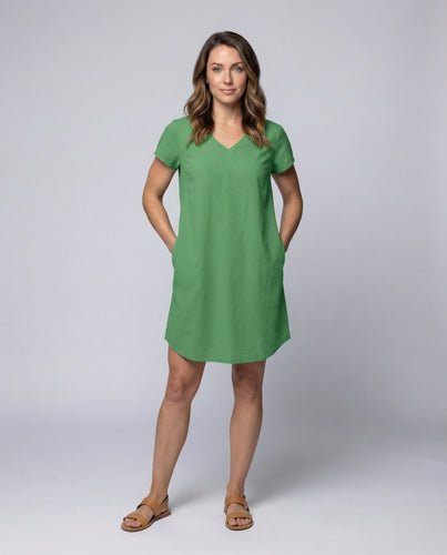 Damen Shiftkleid Baumwoll-Leinen A-Linien-Rock