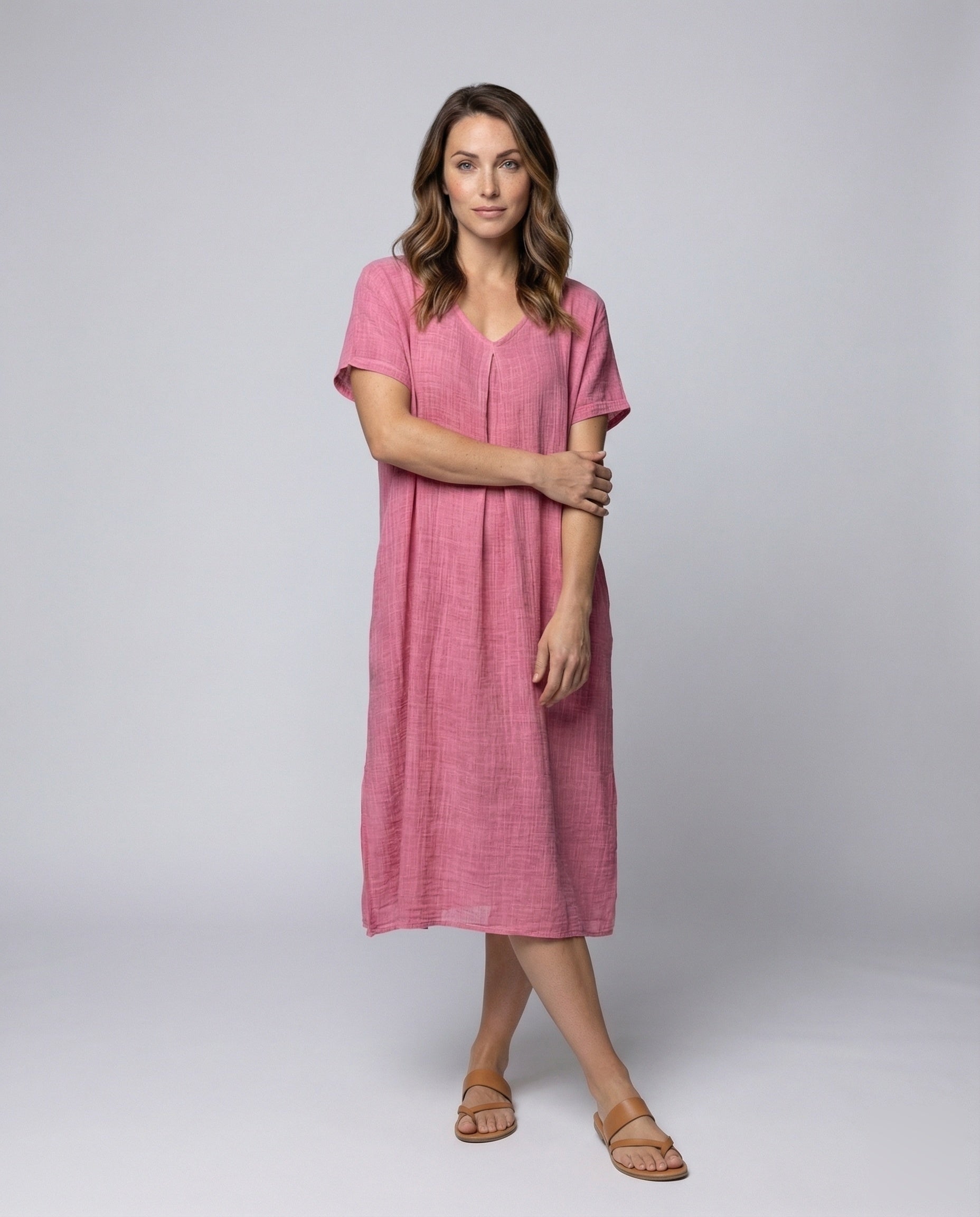 Damen Musselin-Maxikleid Lockerer Kaftan-Schnitt