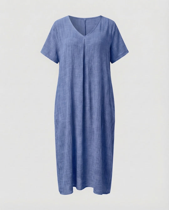 Damen Musselin-Maxikleid Lockerer Kaftan-Schnitt