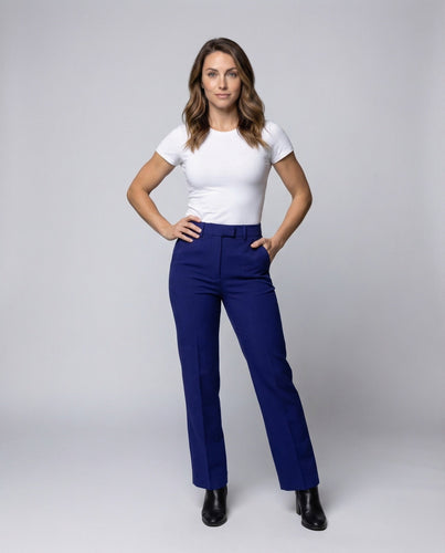 Damen klassische hochgeschnittene Bundfaltenhose
