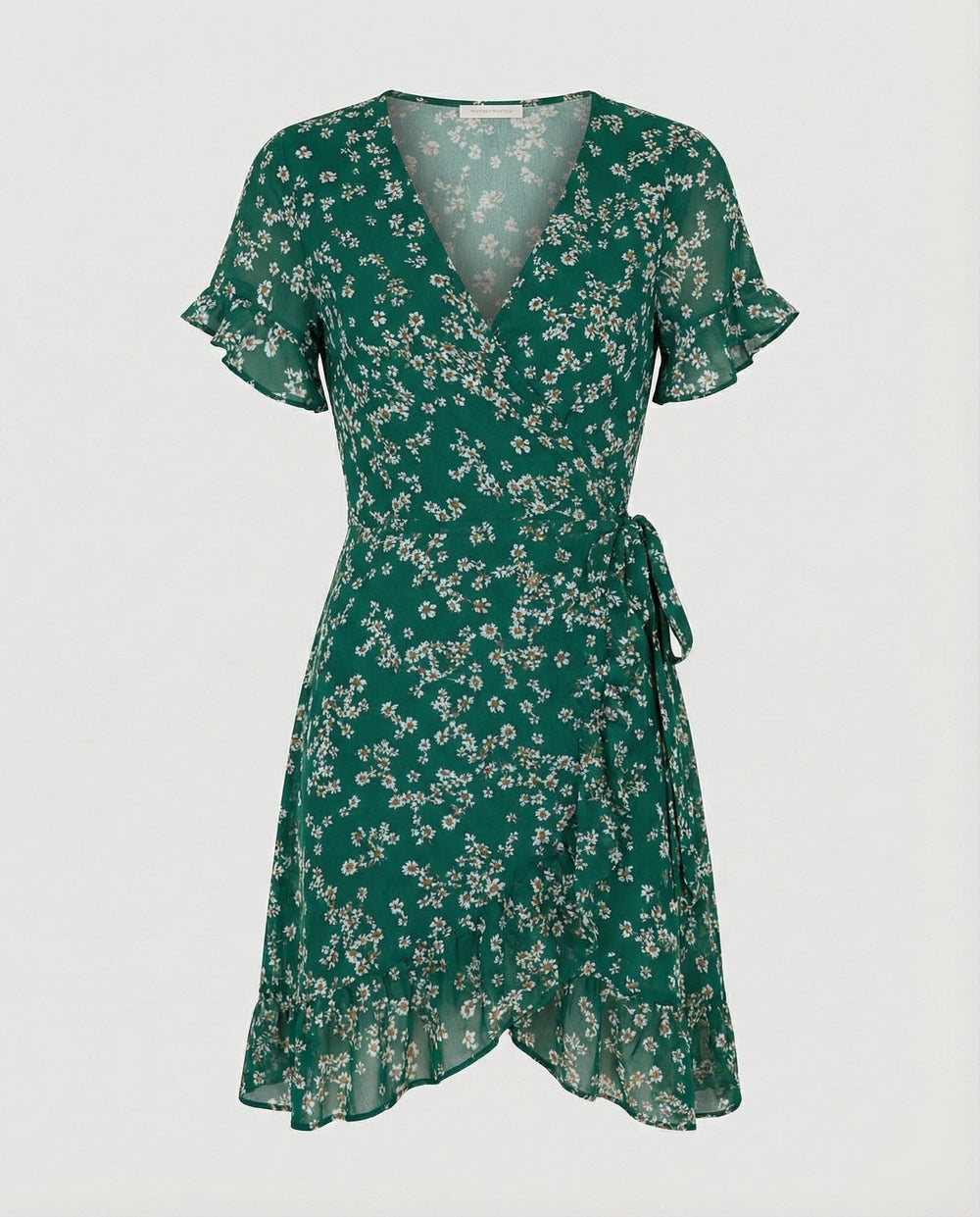 Damen Wickelkleid mit asymmetrischem Rüschensaum