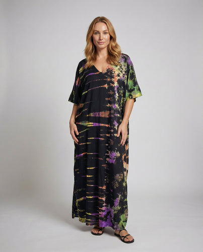 Damen gShopnoryatiktes Maxikleid im weiten Kaftanstil