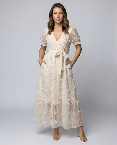 Damen Chiffon-Maxikleid mit Blütenapplikationen