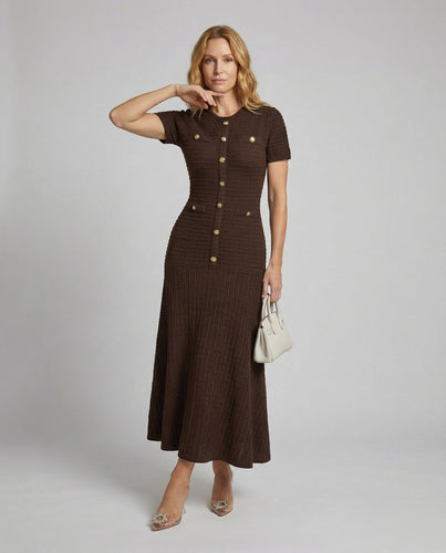 Damen figurbetontes Waffelstrick-Maxikleid