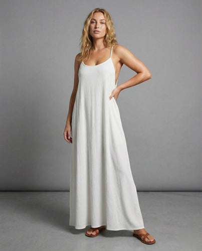 Damen luftiges Maxikleid mit tiefem Rückenausschnitt