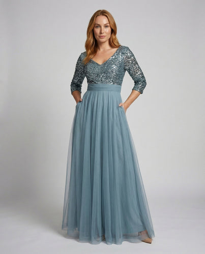 Damen schillerndes Abendkleid mit Tüllrock