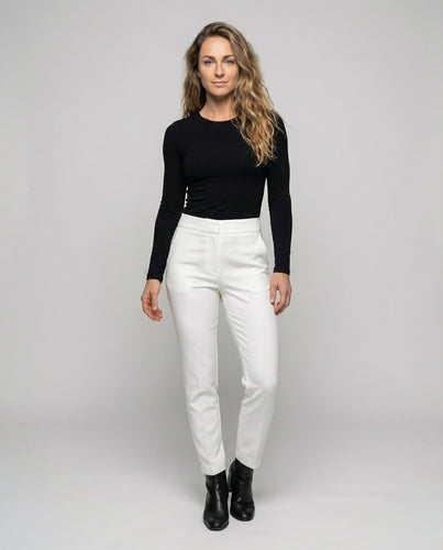 Damen knöchellange Business-Stretchhose mit Komfortbund