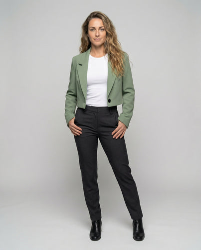 Damen eleganter Cropped-Blazer mit asymmetrischem Saum