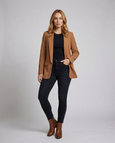 Damen Zeitlose Minimalistische Longblazer