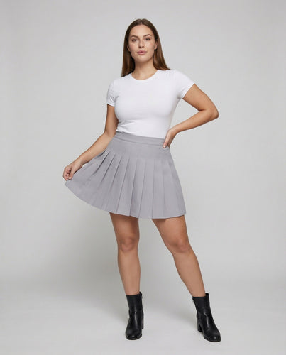 Damen taillenhoher Midirock mit Boxfalten