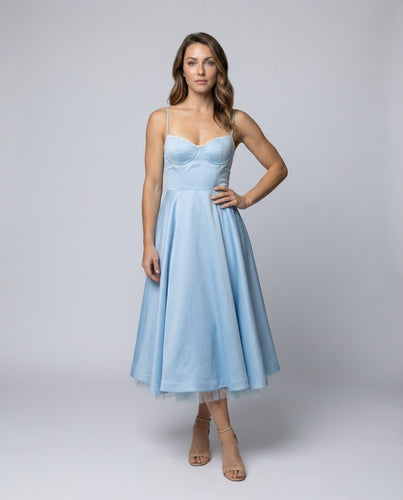 Damen Florale Unterbrustnaht Midikleid