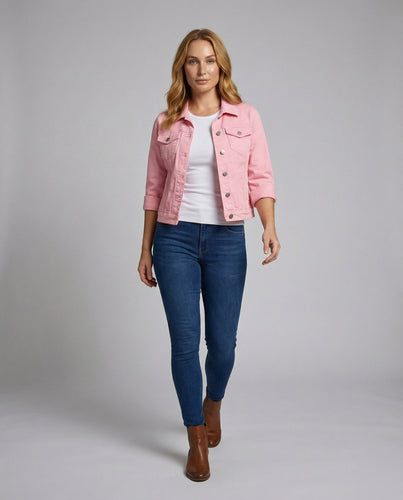 Damen Jeansjacke Cropped Trucker Stil