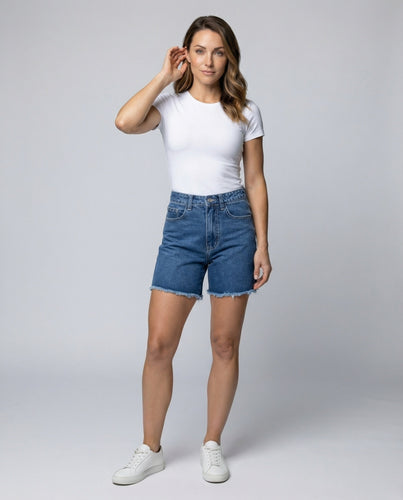 Damen Jeans Shorts High Waist Weit