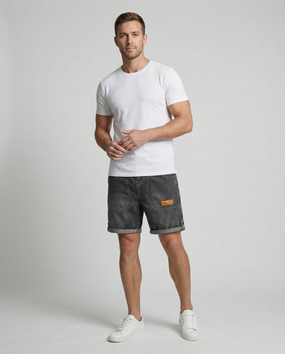 Herren Denim-Bermuda Locker Used Verstärkt