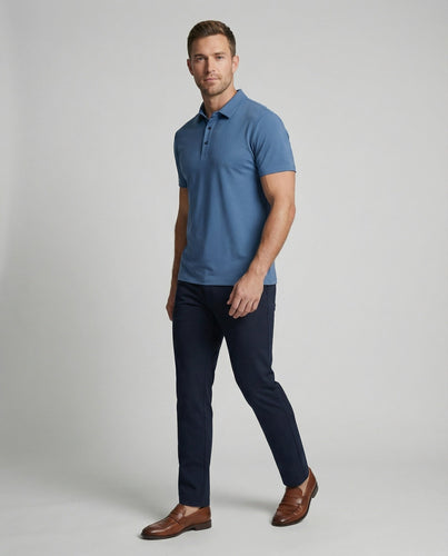 Herren nan atmungsaktives Stretch-Poloshirt aus Mikrofaser mit klassischem Kragen und dezenter Drei-Knopfleiste