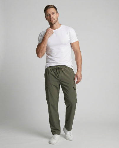 Herren nan leichte Cargo-Freizeithose mit Kordelzug, schnelltrocknendem Funktionsstoff und elastischem Komfortbund