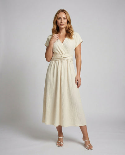 Damen Knöchellanges Wickel MischgewShopnorye Kleid