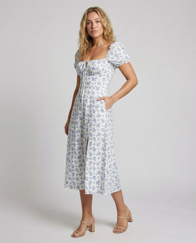 Damen Romantische Mieder Chiffon Midikleid