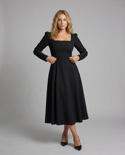 Damen Schwingende A-Linien MischgewShopnorye Midikleid