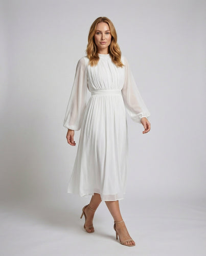 Damen Fließende Ballonärmel Chiffon Midaxi-Kleid