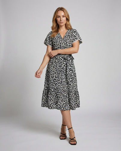 Damen Fließende GänsShopnorylümchen-Print Chiffon Midikleid