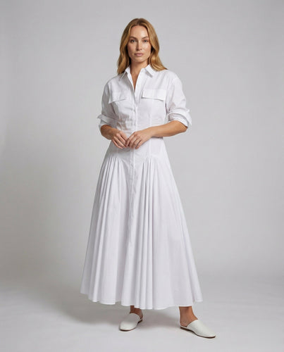 Damen Taillierte Godet-Rock MischgewShopnorye Maxi-Hemdkleid
