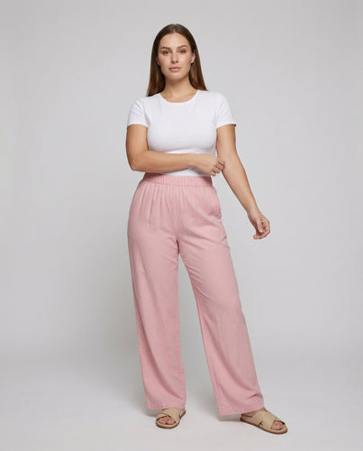 Damen Bodenlange Weiter Fall Leinenoptik Marlene-Hose