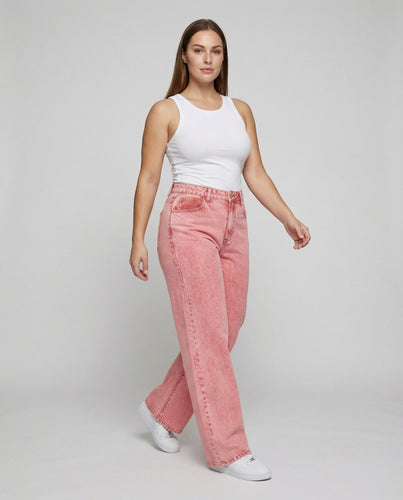 Damen Retro Extra weites Bein Denim Jeanshose