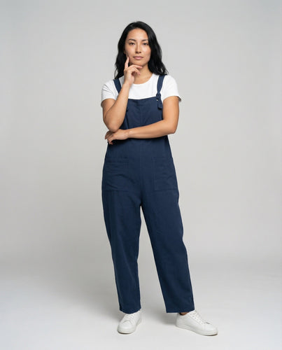 Damen Lockere Aufgesetzte Taschen Denim Latzhose