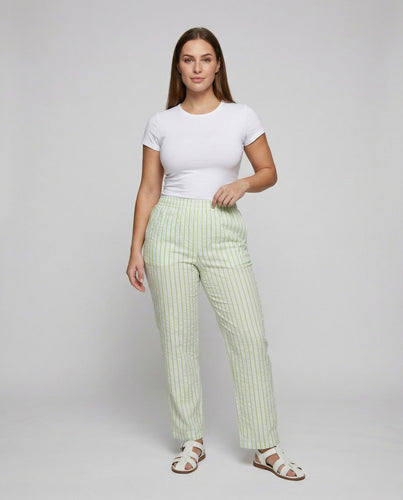 Damen Bequeme Seersucker-Struktur Baumwollmischung Seersucker-Hose