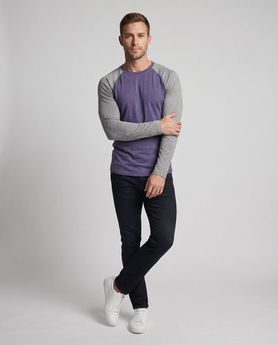 Herren Sportliche Athletische Passform Jersey Raglan-Langarmshirt