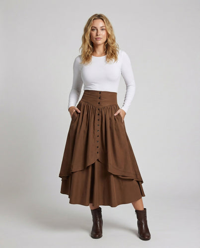 Damen Alternative Doppeltem Volant MischgewShopnorye Stufenrock