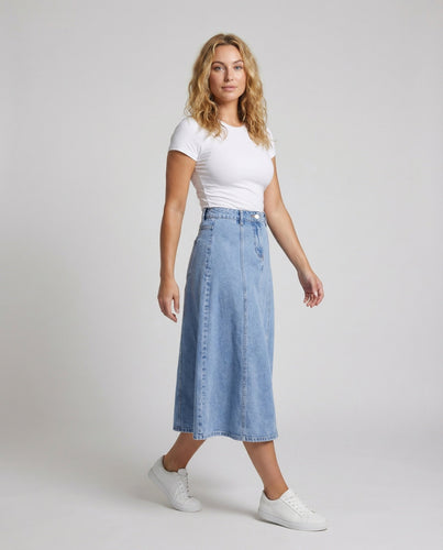 Damen Rustikale Vertikale Teilungsnähte Denim Jeans-Maxirock