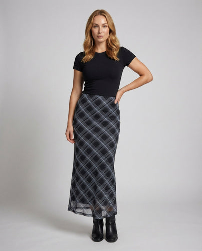 Damen Geometrische Geometrisches Karodesign MischgewShopnorye Schrägschnitt-Maxirock