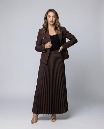 Damen Klassische Taillierter Blazer Plissee Blazer-Set