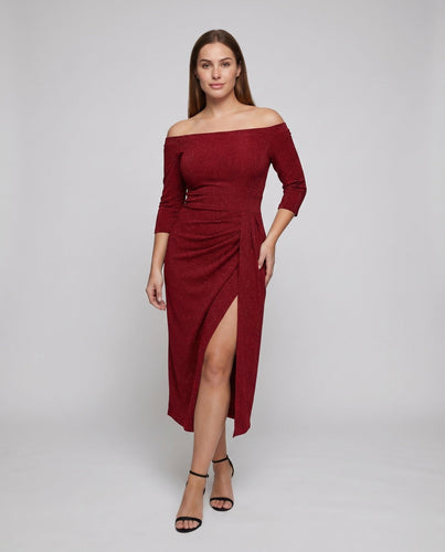 Damen Elegante Schimmernde Lurex-Optik Lurex-GewShopnorye Midikleid
