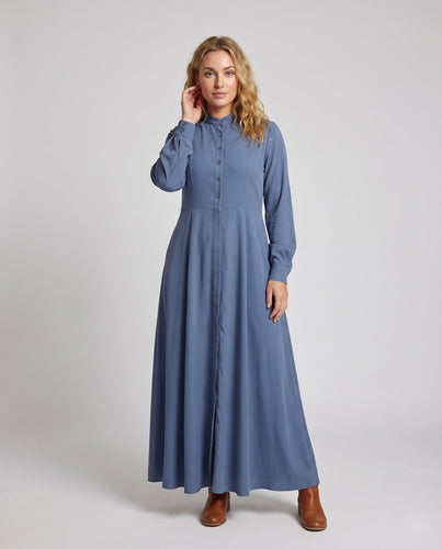 Damen Klassische Weiter Tellerrock MischgewShopnorye Stehkragen-Maxikleid
