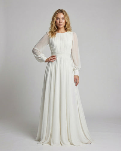 Damen A-Linien Brautkleid Chiffon Manschettenärmel