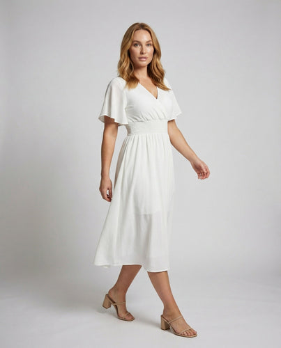 Damen Baumwollkleid Broderie-Anglaise Wickel-Optik