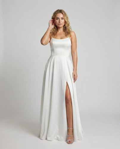 Damen Gala-Maxikleid Spaghettiträger Oberschenkelschlitz