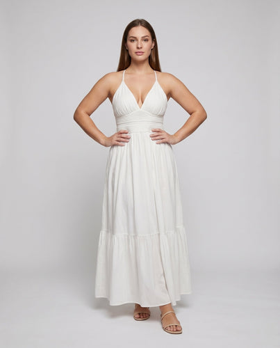 Damen Maxikleid Geraffte Taille Spaghettiträger Luftig