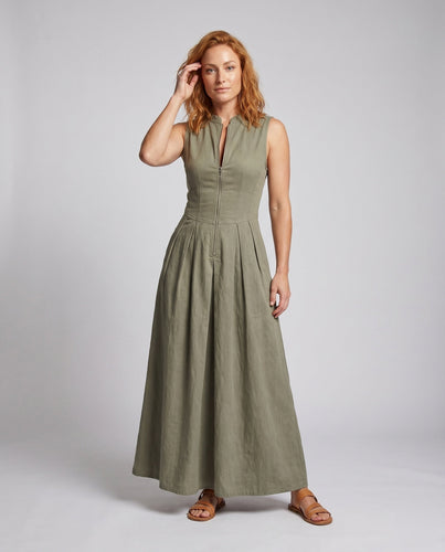Damen A-Linien Kleid mit Reißverschluss und Stehkragen