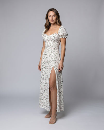 Damen Sommerliches Minikleid mit Puffärmeln und floralem Muster Shopnory