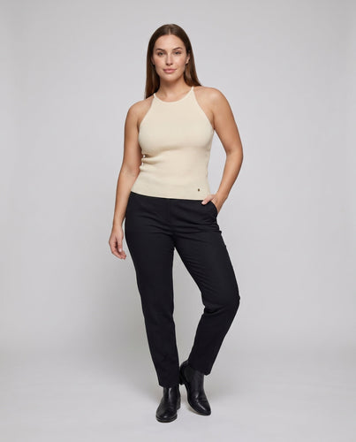 Damen Hochwertiges Strick-Tanktop mit feinen Rippdetails