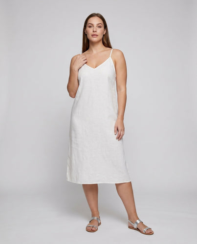 Damen luftiges Leinen-Minikleid mit Spaghettiträgern und V-Ausschnitt