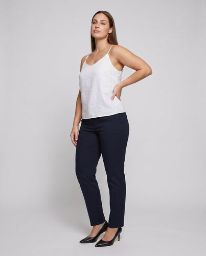 Damen luftiges Leinen-Top mit schmalen Trägern