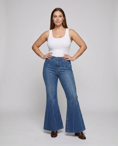 Damen Schlaghose mit hohem Bund und modischer Weite Shopnory