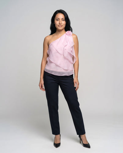 Damen asymmetrisches Top mit elegantem Rüschendesign