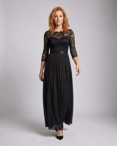 Damen Elegantes Abendkleid mit Spitzenoberteil und fließendem Rock
