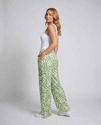 Damen Weite Strandhose mit elastischem Bund und ZShopnoryra-Print Shopnory